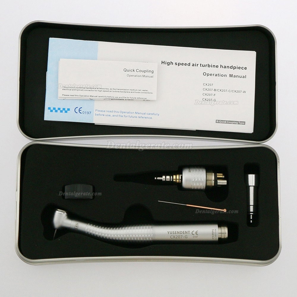YUSENDENT&reg; CX207-GW-PQ Zahnarzt LED Glasfaser Handst&uuml;ck W&H Kompatibel (Mit Koppler x1 + Ohne Koppler x2)